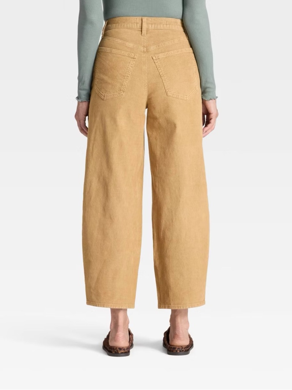 Women's High-Rise Corduroy Barrel Jeans - Universal Thread Tan 2 - Picture 2 of 2